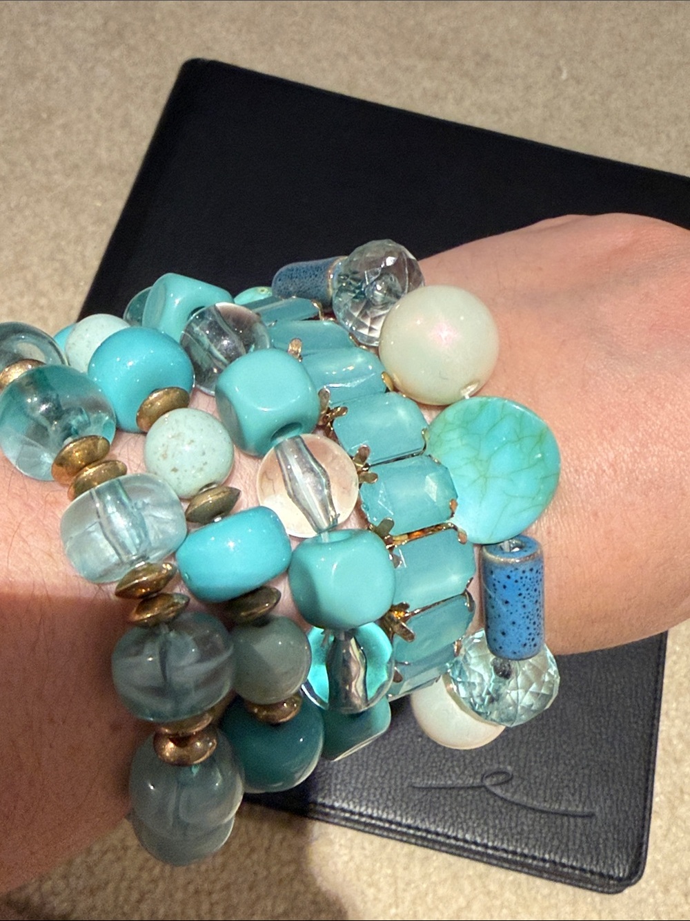 Turquoise Beaded Stretch Bracelet Stack - Brand